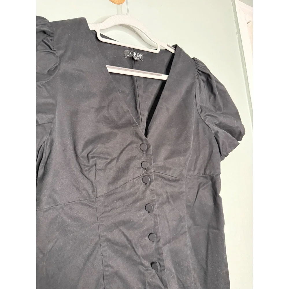 J.crew‎ black puff sleeve button front mini dress classic dark goth
